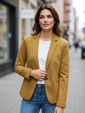 Ann Taylor Mustard Cotton Blend Blazer Size 14